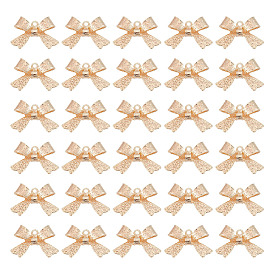 30 шт. Латунные подвески, реальный 18 k позолоченный, бантом