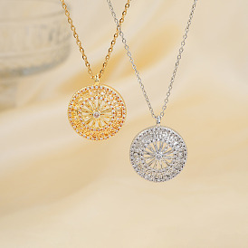 Элегантные латунные ожерелья с подвеской в форме колеса с микропаве из прозрачных кубических цирконий для женщин, идеально подходит для повседневной носки