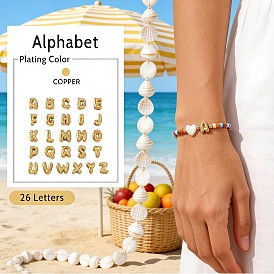 Красочные круглые браслеты из стеклянного бисера, эластичные, 304 Браслеты из нержавеющей стали с подвесками в виде ракушек для женщин, письмо и сердце, золотые