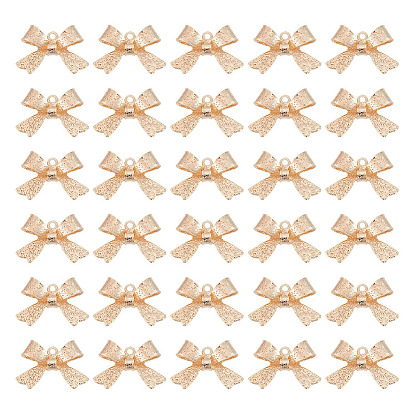 30 шт. Латунные подвески, реальный 18 k позолоченный, бантом