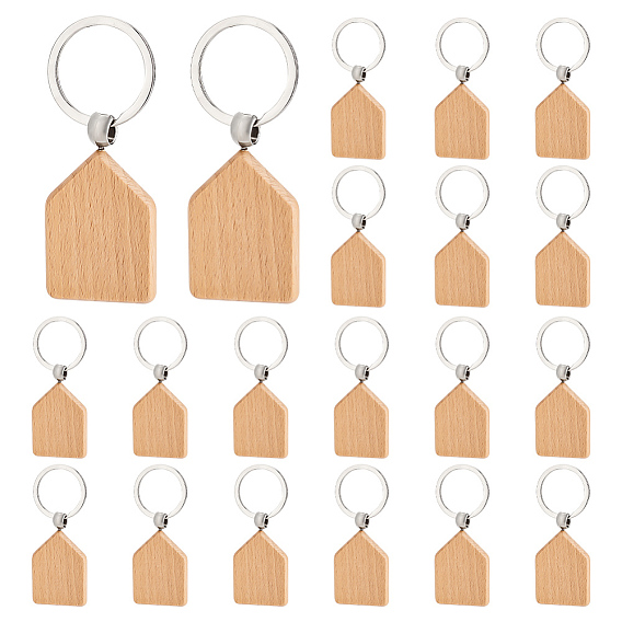 Деревянный брелок, с железным кольцом, пятиугольник