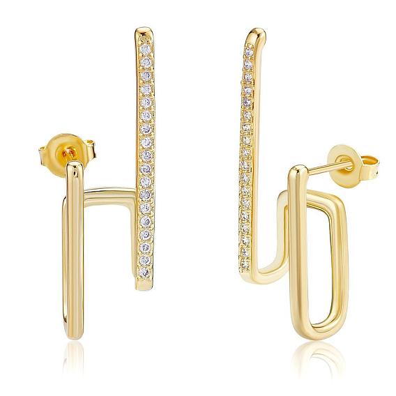 Серьги-гвоздики медь+циркон для женщин, серьги неправильной геометрической формы с инкрустацией из прозрачных бриллиантов, однорядные волнистые линии, персонализированные украшения для ушей