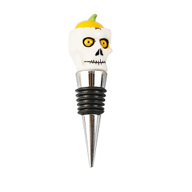 Alloy Wine Bottle Stoppers, with Resin, for Winebottle, Skull Head
