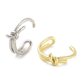 Bowknot Rack Plating Brass Open Cuff Rings, Wide Band Rings for Women, Long-Lasting Plated, Lead Free & Cadmium Free