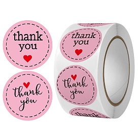 Thank You Flat Round Self Adhesive Paper Stickers Roll, for Party, Decorative Presents