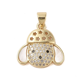 Brass Micro Pave Clear Cubic Zirconia Pendants, Dog