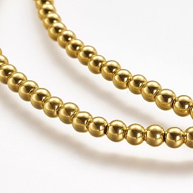 Гальванизировать немагнитных синтетический гематит бисер пряди, класс А, круглые