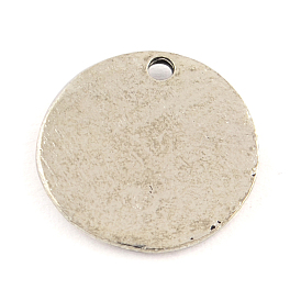 Tibetan Style Flat Round Alloy Tag Blank Charms, Cadmium Free & Lead Free, 14x1.5mm, Hole: 1.5mm, about 813pcs/1000g