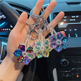 Crystal Snowflake Car Keychain Simple Personality Keychain Lady Bag Pendant Gift