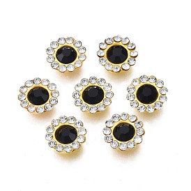 Sew on Rhinestone, Glass Rhinestone, with Iron Prong Settings, Faceted, Flower