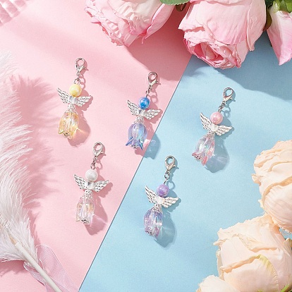 Подвески в виде тюльпана из стеклянных бусин и акрила, Сплав с застежками когтя омара