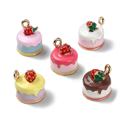 5 piezas 5 colores colgantes de aleación de esmalte, encantos de pastel, dorado