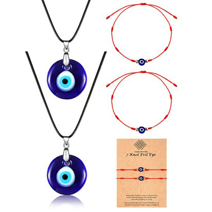 Handmade Blue Evil Eye Glass Necklace and Bracelet Set - Unique Turkish Charm Jewelry
