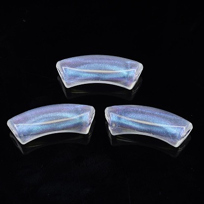 Transparent Acrylic Beads, Glitter Powder, Curved Tube