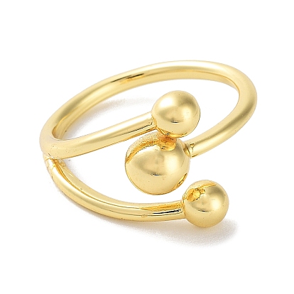 Brass Open Cuff Rings for Women, Round Ball