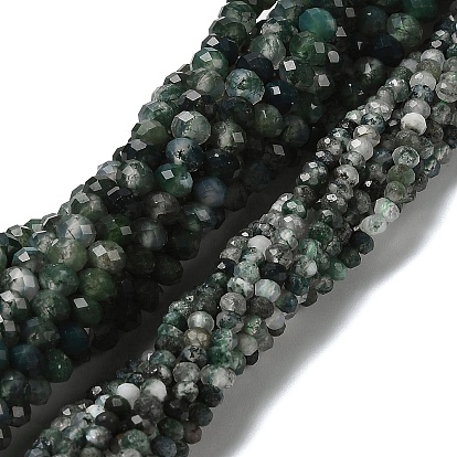 Природные моховой агат бисер нитей, граненые, рондель