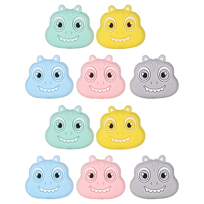 10Pcs 5 Colors Cartoon Dinosaur Silicone Beads