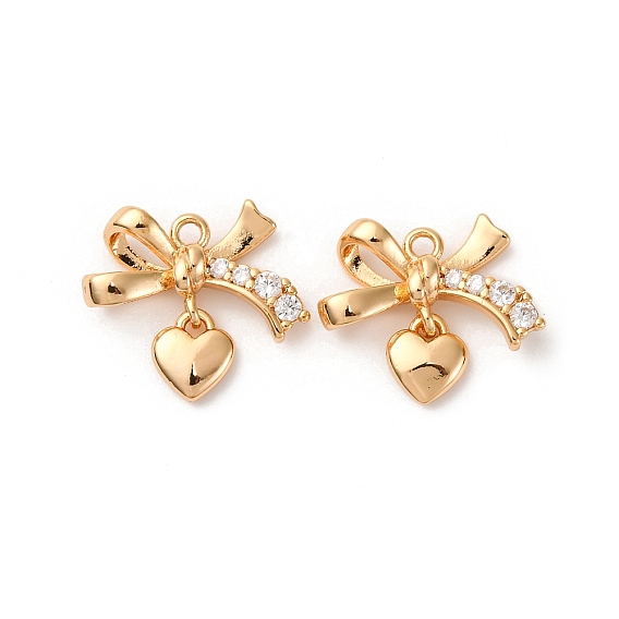 Латунные микро проложить кубического циркония подвески, без кадмия, без никеля и без свинца, бантом и сердца