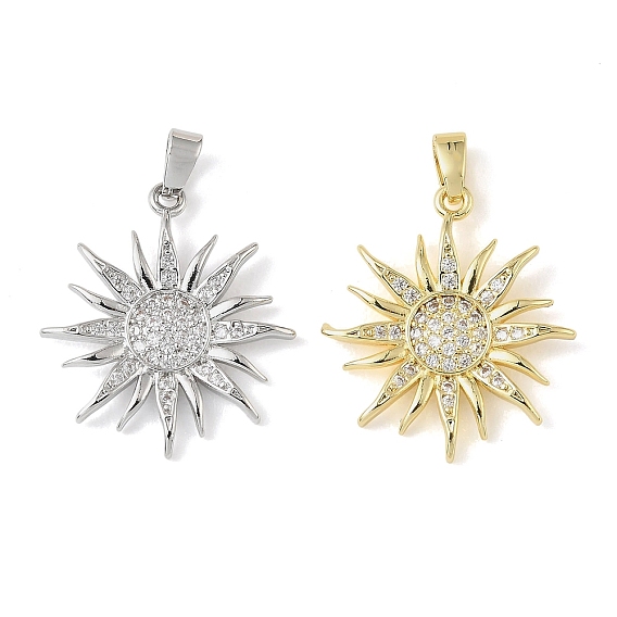 Латунные микропаве прозрачные подвески с фианитом, солнечные чары, долговечный