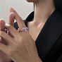 Enamel Mushroom Finger Ring, Golden Alloy Jewelry for Women