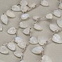 Natural Rainbow Moonstone Carved Beads Strands, Leaf, Top Drilled, with Tassel