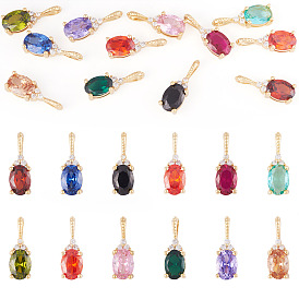 11 шт 11 цвета кулоны из латуни, микропаве, циркония, овальные амулеты