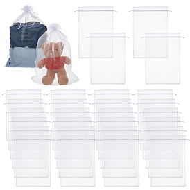 50шт. упаковочные мешочки из органзы на завязках, прямоугольные