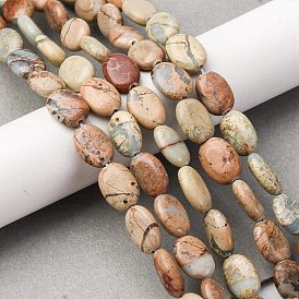 Натуральные бусины из аква терра яшмы, Плоско-овальные