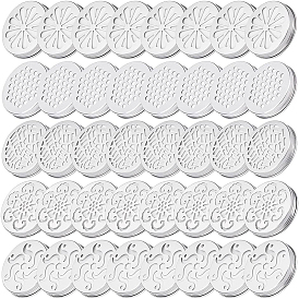 40шт 5 стиль алюминиевые крышки для полых свечных банок, ароматизированные топперы для свечей, крышки от банок каменщика, плоско-круглые, серебряные