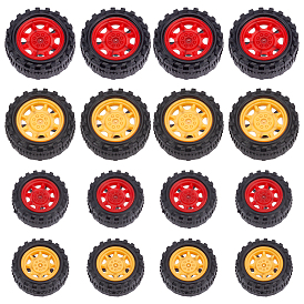 Fingerinspire 16Pcs 4 Styles Plastic Toy Wheel, with Rubber Findings