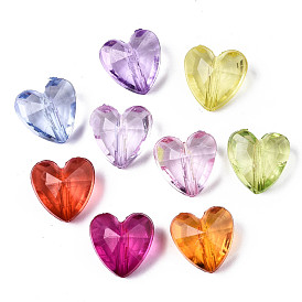 Perles acryliques transparentes, couleur mixte, facette, cœur