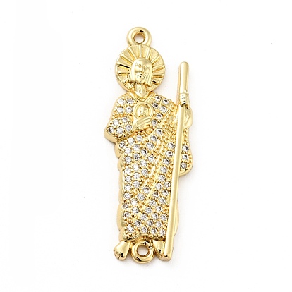 Crémaillère placage laiton micro pave zircone cubique connecteur charmes, plaqué longue durée, sans plomb et sans cadmium, humaine, réel 18 k plaqué or