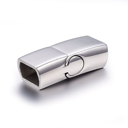 304 Stainless Steel Magnetic Clasps with Glue-in Ends, Rectangle