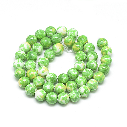 Océan synthétique perles de jade blanc brins, teint, ronde