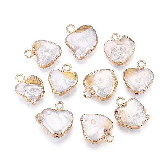 Подвески в форме сердца из натурального жемчуга кеши с гальваническим покрытием, подвески из барочного жемчуга с культивированным пресноводным жемчугом, золотые