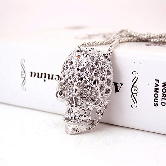 Alloy Rhinestone Keychain, Skull