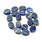 Natural Lapis Lazuli Beads Strands, with Seed Beads, Flat Oval