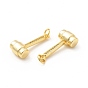 Rack Plating Brass Micro Pave Cubic Zirconia Tool Pendants, Cadmium Free & Lead Free, Hammer Charm, with Jump Ring