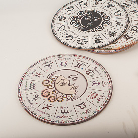 Constellation Moon Sun Wood Tarot Card Pad, Divination Mat, Altar Plate, Dowsing Pendulum Boards
