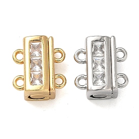 Магнитные застежки из латуни с микропейвом и прозрачным кубическим цирконием, прямоугольные