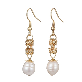 Oval Natural Pearl Dangle Earrings