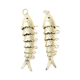 Rack Plating Brass Fish Chandelier Component Links, Long-Lasting Plated, Lead Free & Cadmium Free
