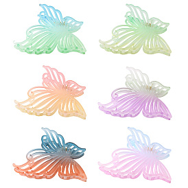 Gradient Matte Butterfly Hair Clip for Women Vintage Updo Shark Jaw Clamp