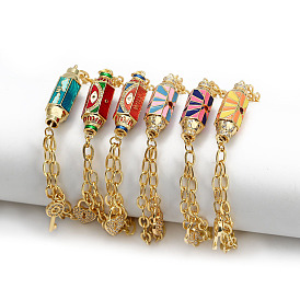 Латунь эмаль шарм браслеты, со стразами