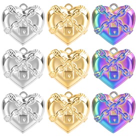 Titanium steel stainless steel oil pressure vacuum plating colorful love lock pendant necklace 50cm jewelry accessories