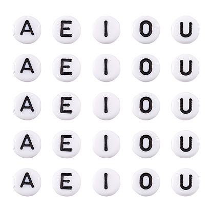 Акриловые бусины, плоские круглые с буквы