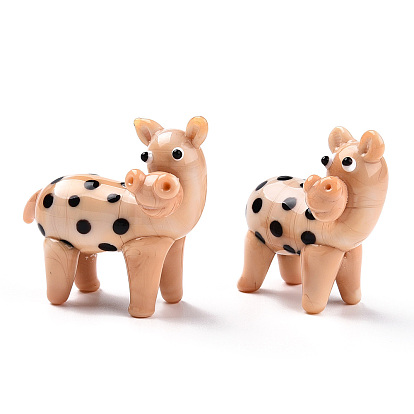 Handmade Lampwork Home Decorations, 3D Hippo Ornaments for Gift