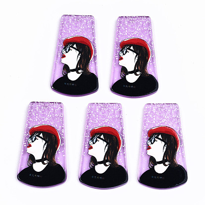 Прозрачные акриловые подвески, 3 d распечатано, трапеция с женским узором