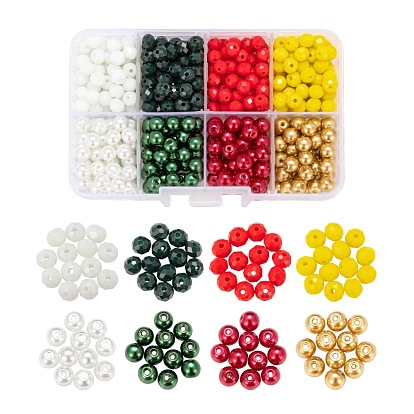 DIY Jewelry Making Kits, Including Rondelle Opaque Solid Color & Baking Paint Pearlized Glass Beads