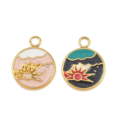 304 нержавеющая сталь с эмалевыми подвесками, ионное покрытие (ip), плоский круглый & солнце